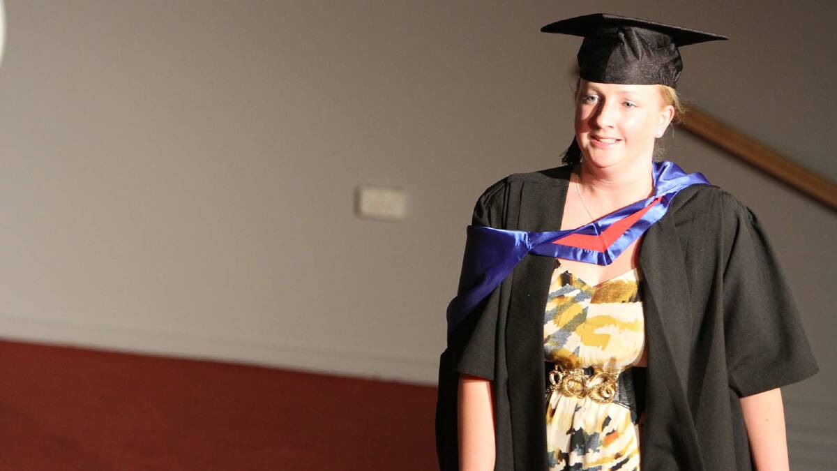 Graduating from Charles Sturt University with a Master of Management is Natalie Hutchison. Picture: Daisy Huntly