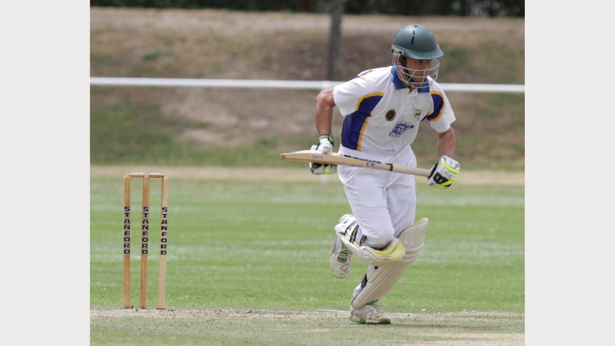 CRICKET: Kooringal Colts v Lake Albert at McPherson Oval. Colts player Jeremy Bunn hot foots it down the pitch. Picture: Les Smith