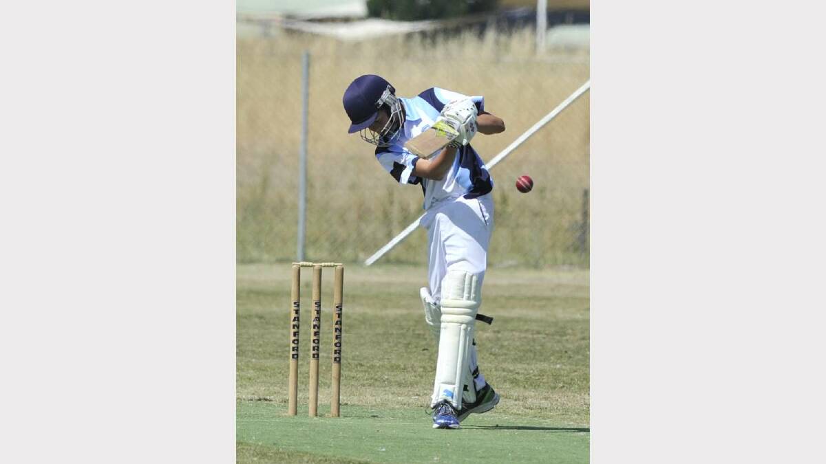 U15s CRICKET: South Wagga v Wagga City at Parramore Park. Lewis Gooden keeps his eye on the ball for South Wagga. Picture: Les Smith