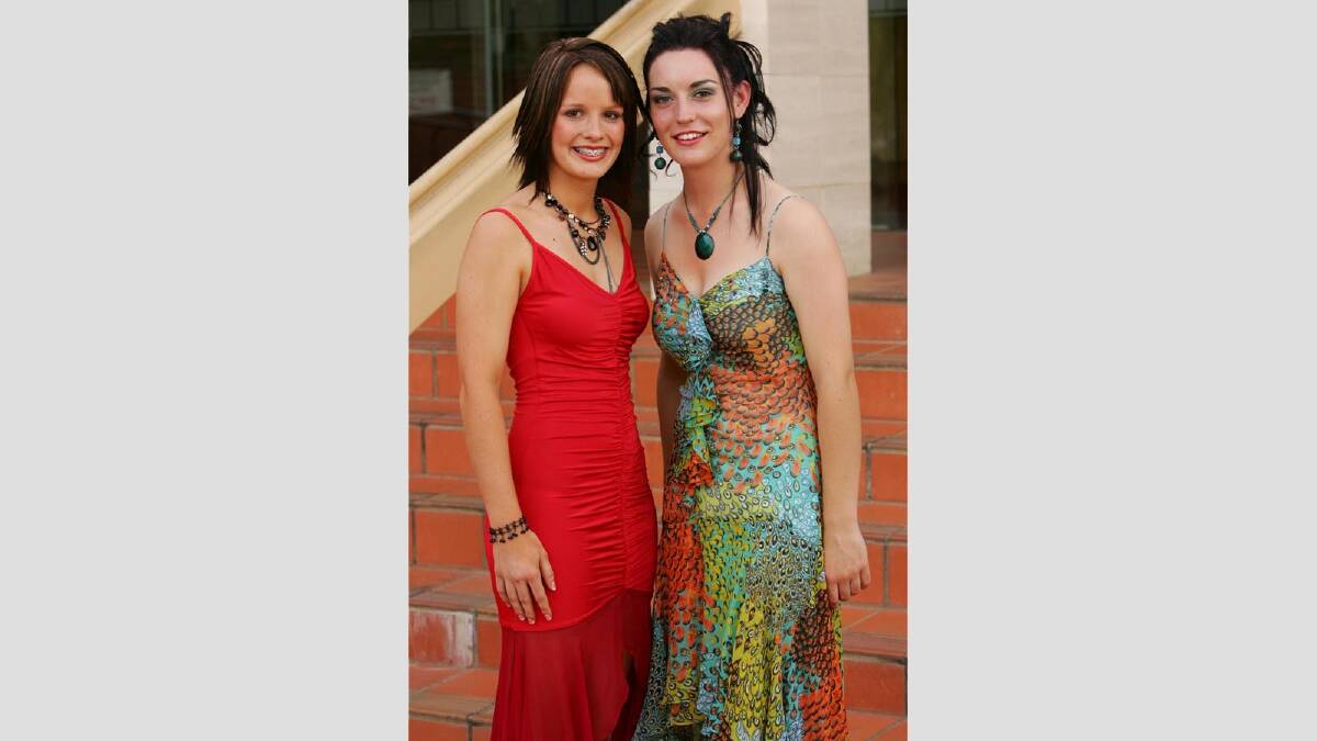 Emma Parnell and Skye Cameron at the TRAC Year 10 formal in 2005. Picture: Brett Koschel