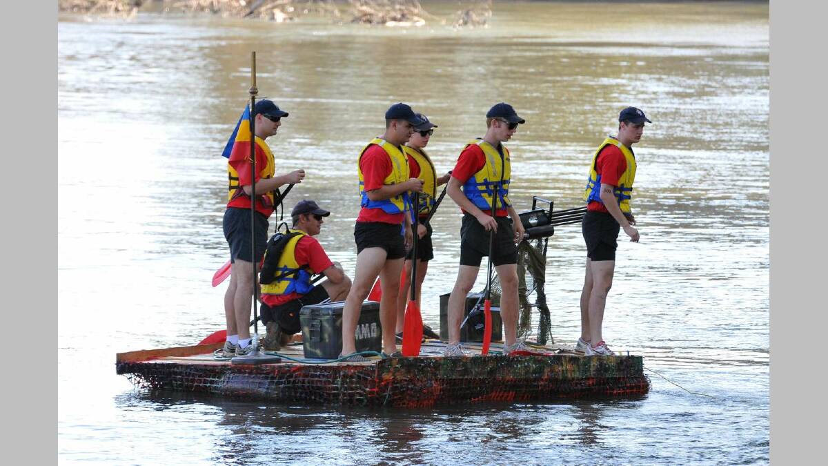 Gumi Races 2013 ... RAAF Base Wagga RAEME - (Back) Stephen Kable, Aaron Beer, Alex Villy (Front), Morgan Lewis, Matt Holt & Jade Harmer about to get underway. Picture: Michael Frogley
