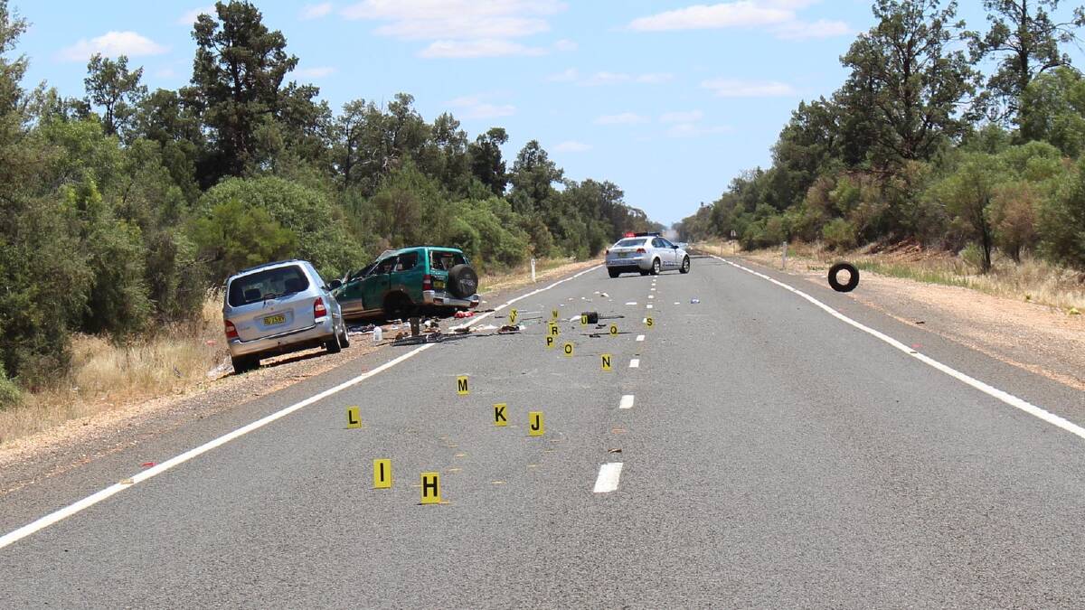 Two people died after the Toyota Prado they were travelling in rolled between Merriwagga and Goolgowi on Friday morning. Picture: Bryant Hevesi