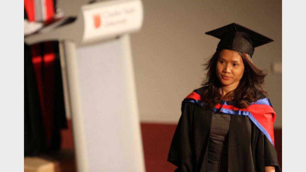 Graduating from Charles Sturt University with a Master of Business is Sam Sirany. Picture: Daisy Huntly