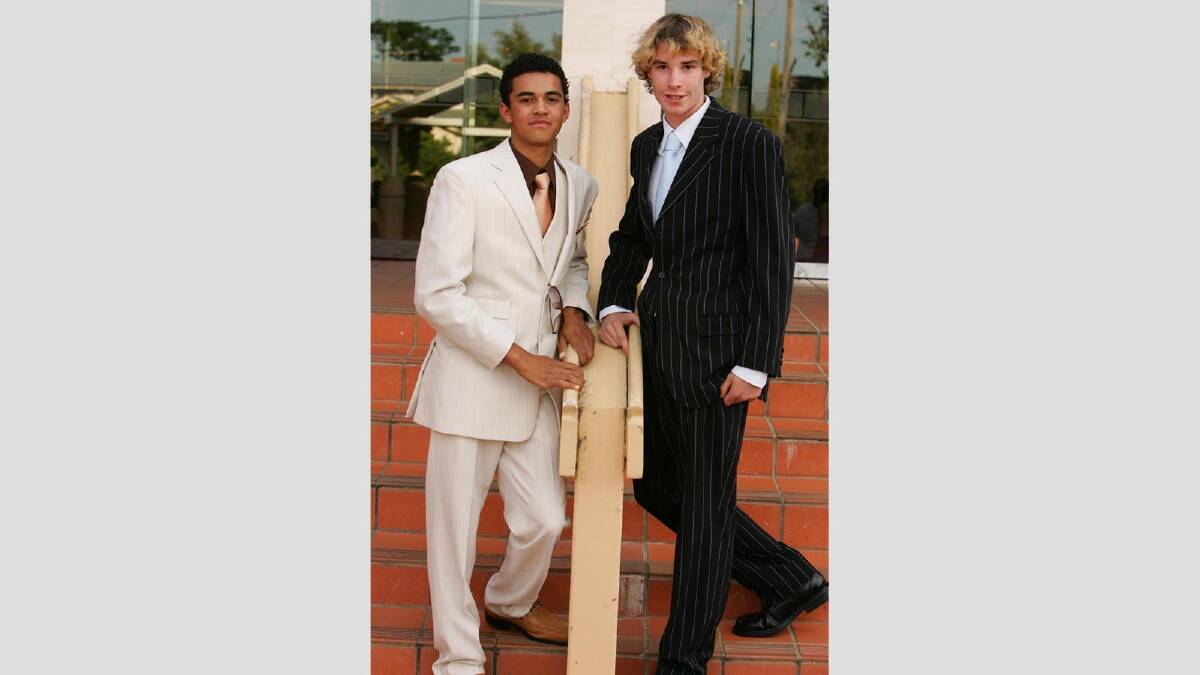Chris Pettit and Martin Parnell at the TRAC Year 10 formal in 2005. Picture: Brett Koschel