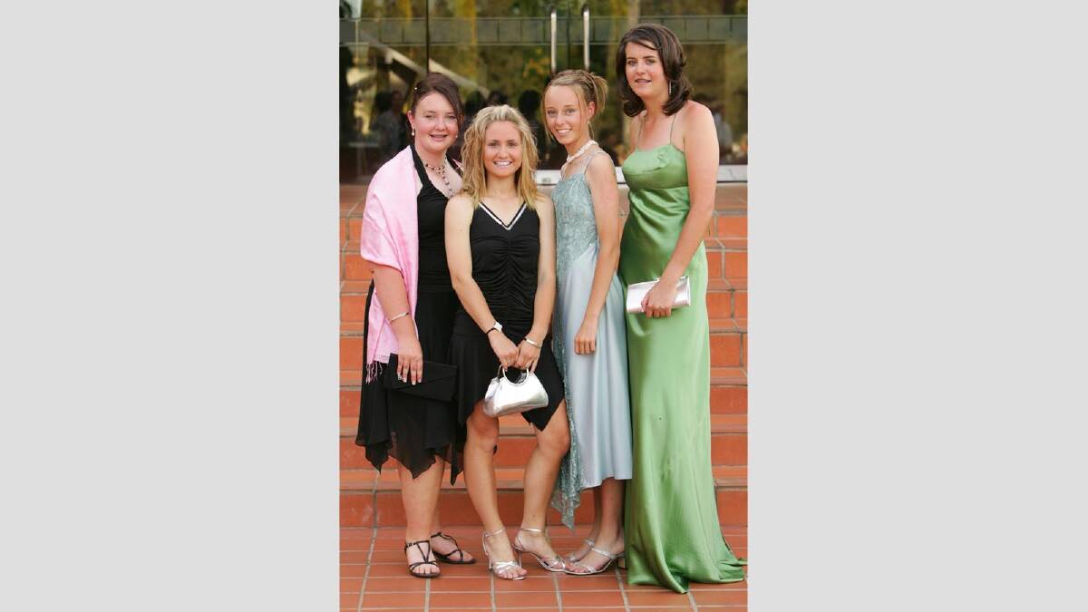 Rachel Guttler, Claire Chittick, Jessica Menzies and Selena Murdoch at the TRAC Year 10 formal in 2005. Picture: Brett Koschel
