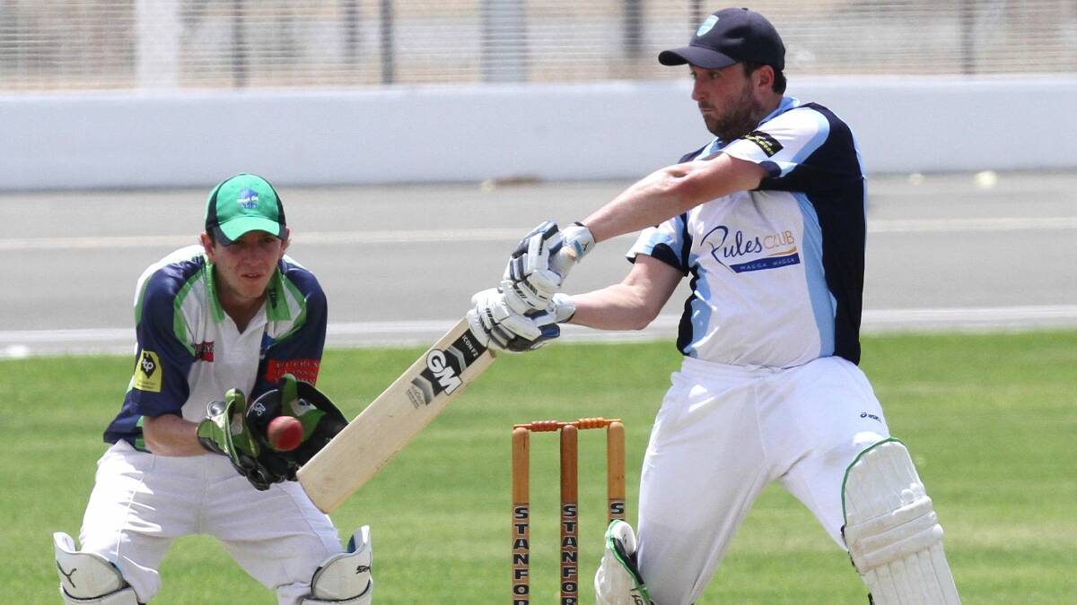 Wagga Cricket at the Cricket Ground (South Wagga versus Wagga City): Joel Robinson and keeper Mitch De Bruin. Picture: Les Smith