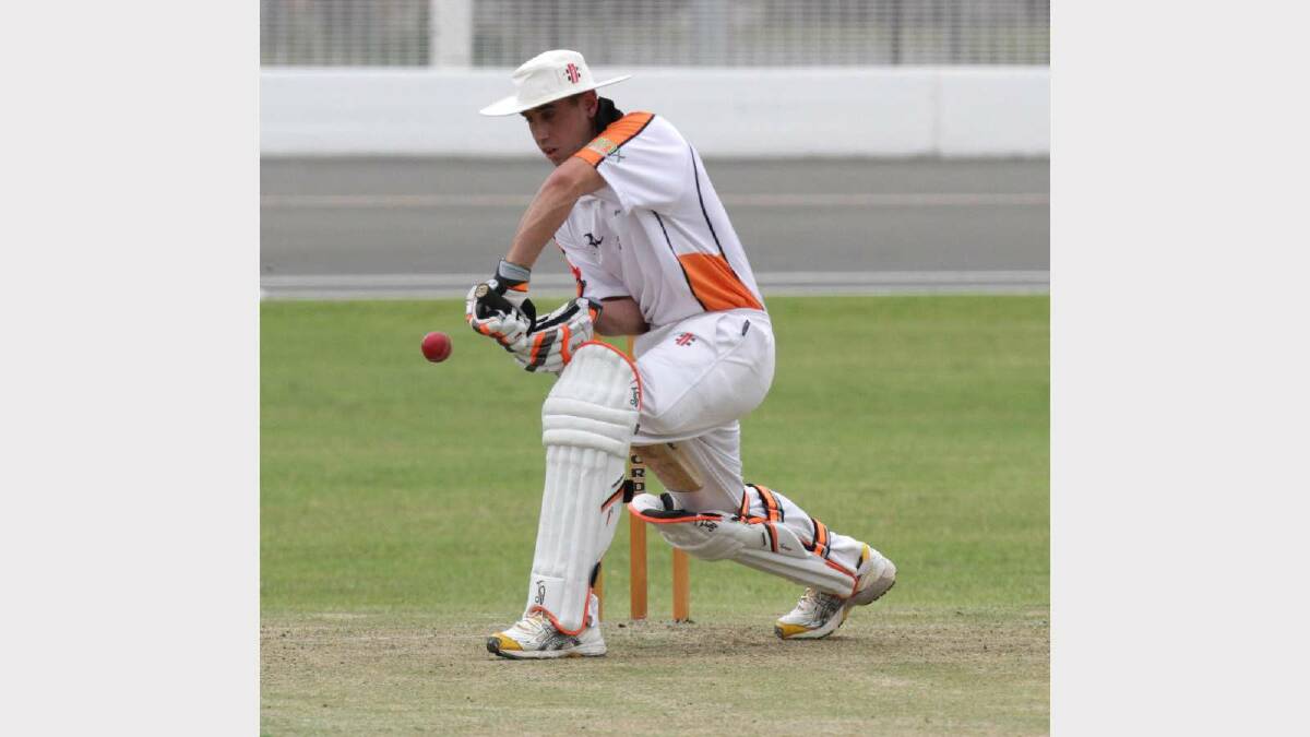 CRICKET: Wagga RSL v Wagga City at Wagga Cricket Ground. James Richards keeps his eye on the ball for RSL. Picture: Les Smith