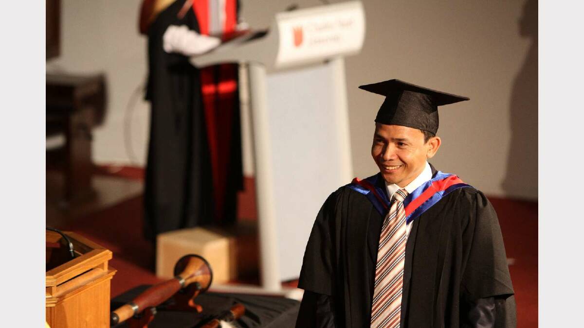 Graduating from Charles Sturt University with a Master of Business is Dofur Kanal. Picture: Daisy Huntly