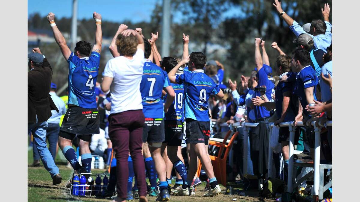 Waratahs were victorious over Wagga City 27-24 in the Walsh and Blair Cup. The Waratahs celebrate as the full-time whistle blows. Picture: Addison Hamilton