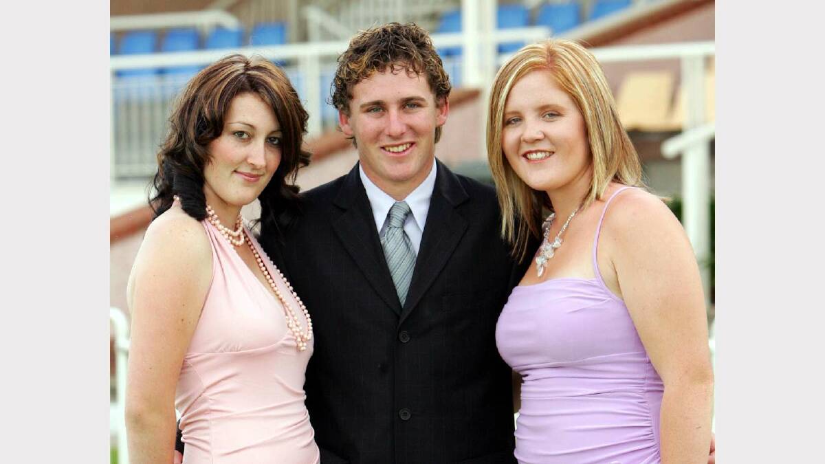 Hayley Kew, Dylan Harrington and Sarah Armstrong at the Coolamon Central School formal in 2005. Picture: Brett Koschel