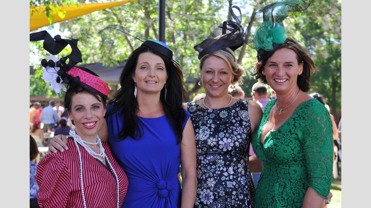 At the MTC Melbourne Cup race day are Rebecca Hillis, Amanda Kelly, Kathryn Fleming and Chris Hillis. Picture: Michael Frogley
