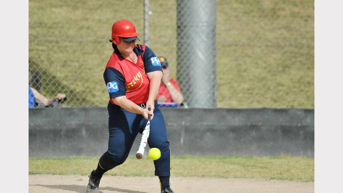 SOFTBALL: Turvey Park v Lake Albert. Turvey Park's Catheryn Armstrong makes contact with the ball. Picture: Alastair Brook