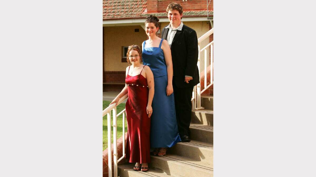 Amanda King, Alicia Bredin and Paul Webber at the Coolamon Central School formal in 2005. Picture: Brett Koschel