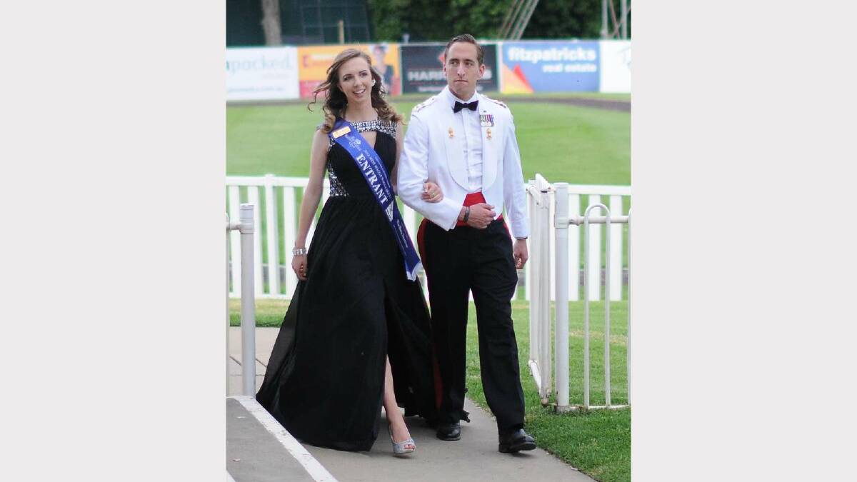 Miss Wagga 2014 crowning ceremony. Rachel Parsons is escorted by Lt Glenn McDermott. Picture: Jacinta Coyne