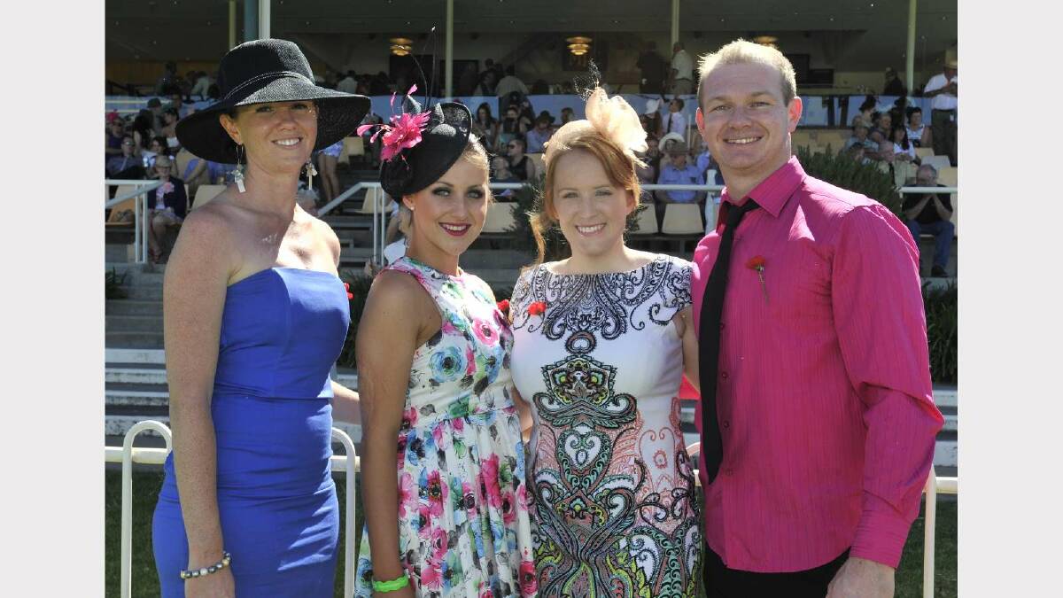 At the MTC Melbourne Cup race day are Heidi Brown, Brittney Tasker, Prue Duncan and Michael Woods. Picture: Les Smith