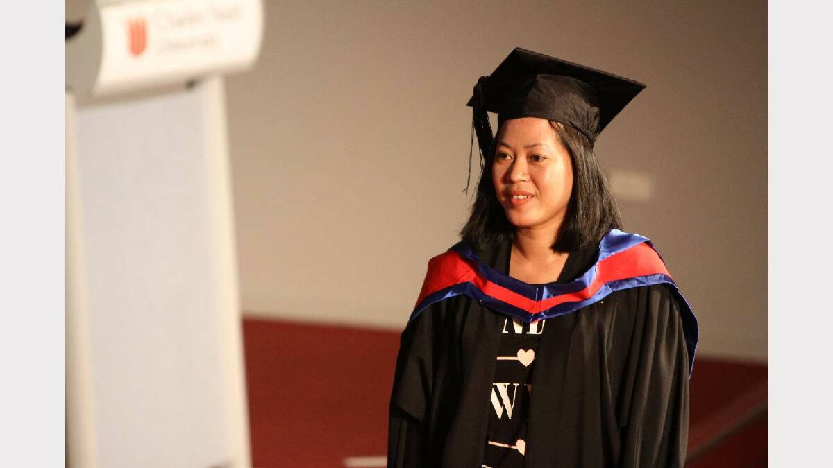 Graduating from Charles Sturt University with a Master of Business is Pen Maline. Picture: Daisy Huntly