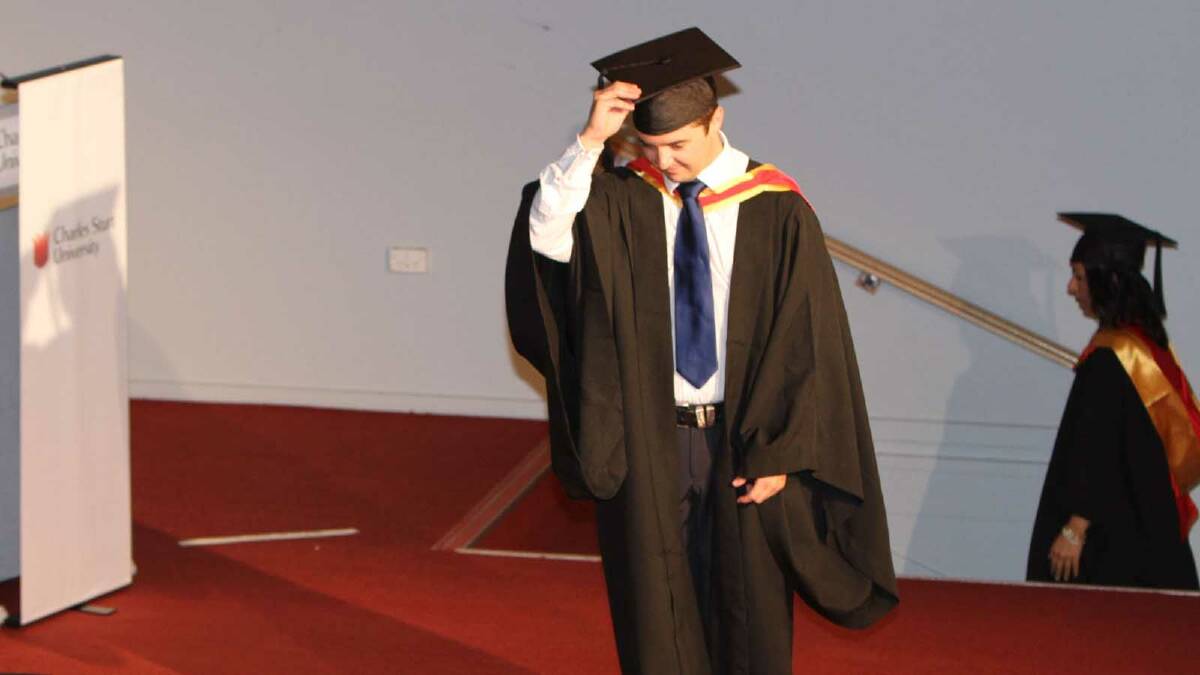 Graduating from Charles Sturt University with a Bachelor of Pharmacy is Thomas McCalman. Picture: Daisy Huntly