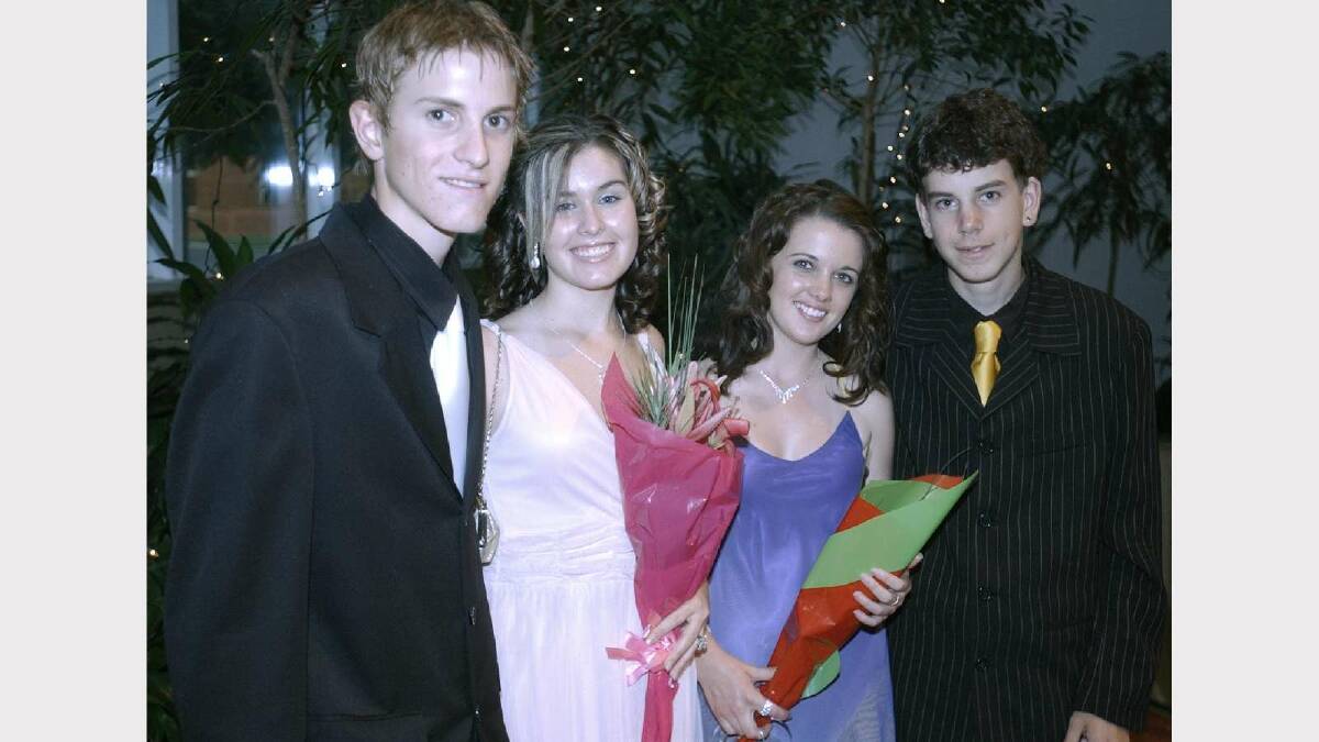 Brent Moncrieff, Ashleigh Rankin, Cassie Ward and Cameron Pierce at the Kooringal High School formal in 2004. Picture: Keith Wheeler