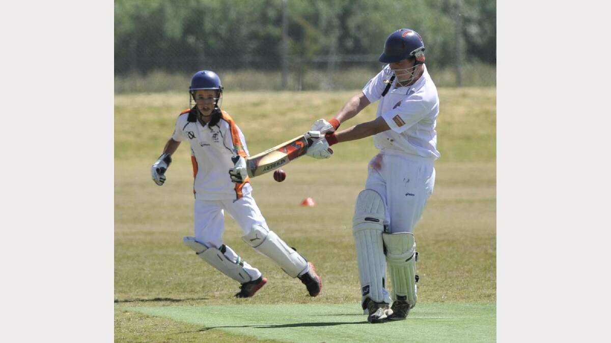 U15s CRICKET: Lake Albert v Wagga RSL at Parramore Park. Lake Albert's Hayden Lestrange and RSL keeper Josh Staines get amongst the action. Picture: Les Smith