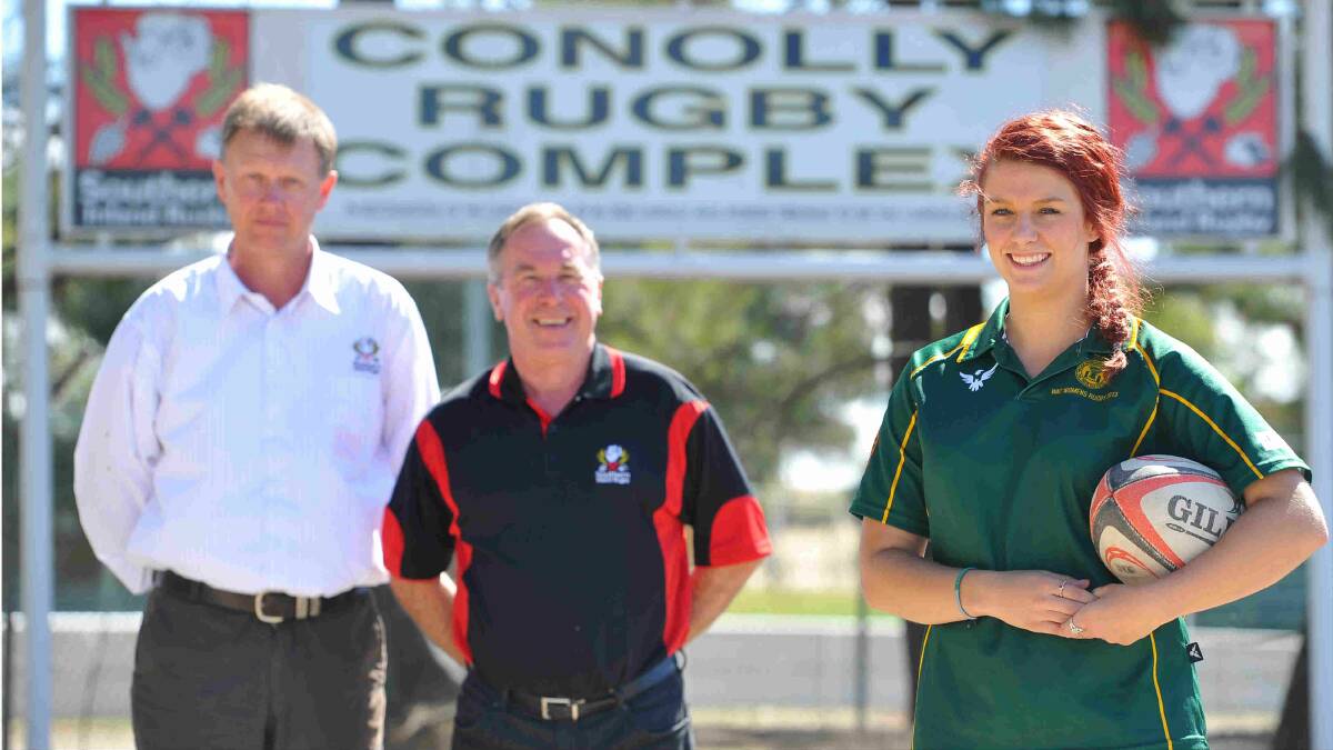 SIRU president Dave Adamson, rugby manager Mick McTaggart and new board member Harriet Elleman