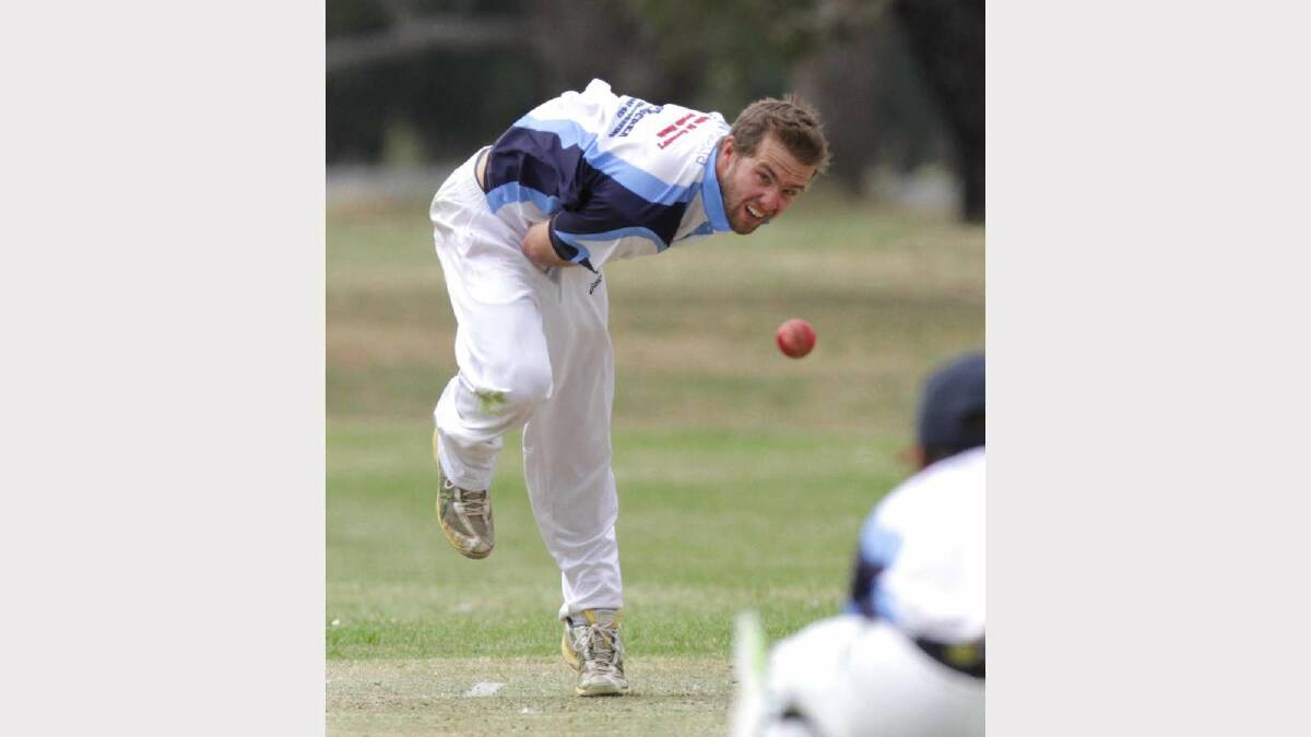 CRICKET: St Michaels v South Wagga at Rawlings Park. South Wagga bowler Jake Hindmarsh. Picture: Les Smith