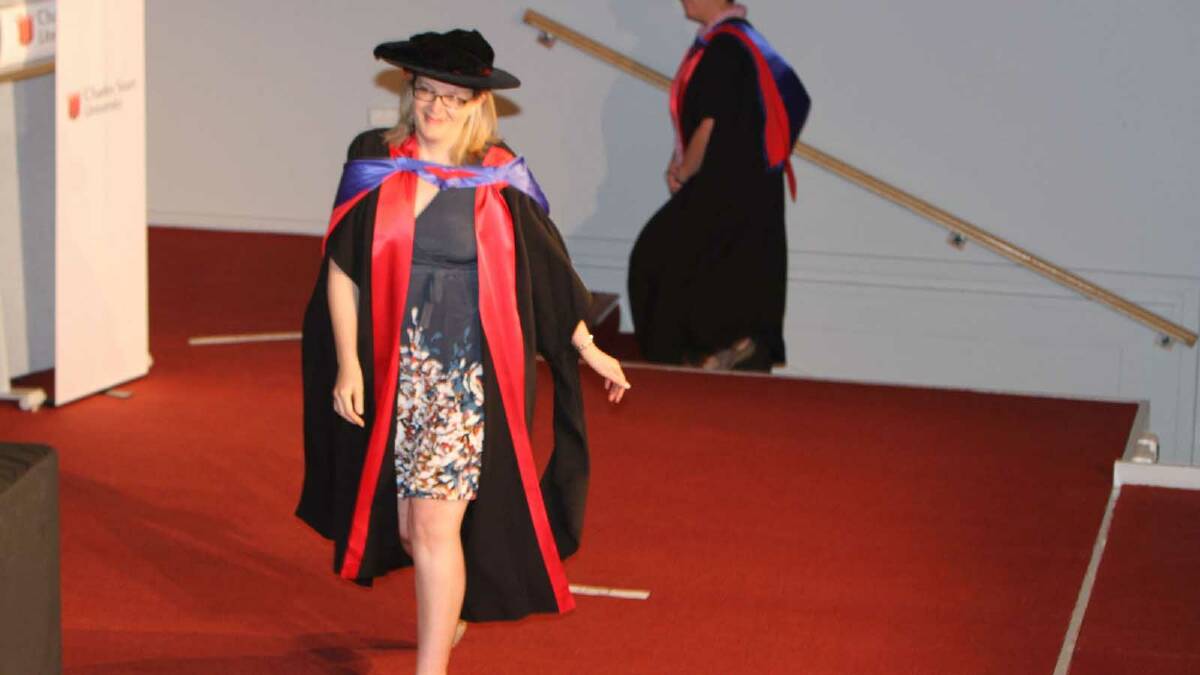 Graduating from Charles Sturt University with a Doctor of Philosophy is Marissa Olsen. Picture: Daisy Huntly