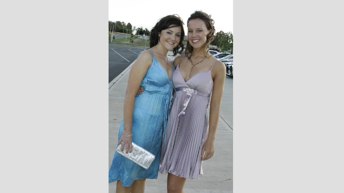 Emma Carroll and Kathleen Zielinski at the Mater Dei Year 10 formal in 2005. Picture: Les Smith