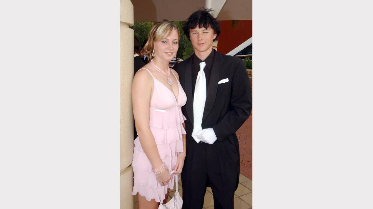 Kirby Gawne and Daniel Hitchens at The Riverina Anglican College (TRAC) Year 10 formal in 2004. Picture: Les Smith