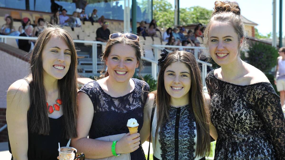 At the MTC Melbourne Cup race day are Caitlin Harris, Mikaela Tori, Caitlin Jackson and Brigette Gollasch. Picture: Michael Frogley