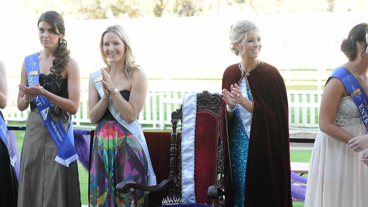 Miss Wagga 2014 crowning ceremony. Jane Morton is congratulated by Samantha Brunskill after being announced Miss Wagga 2014. Picture: Jacinta Coyne