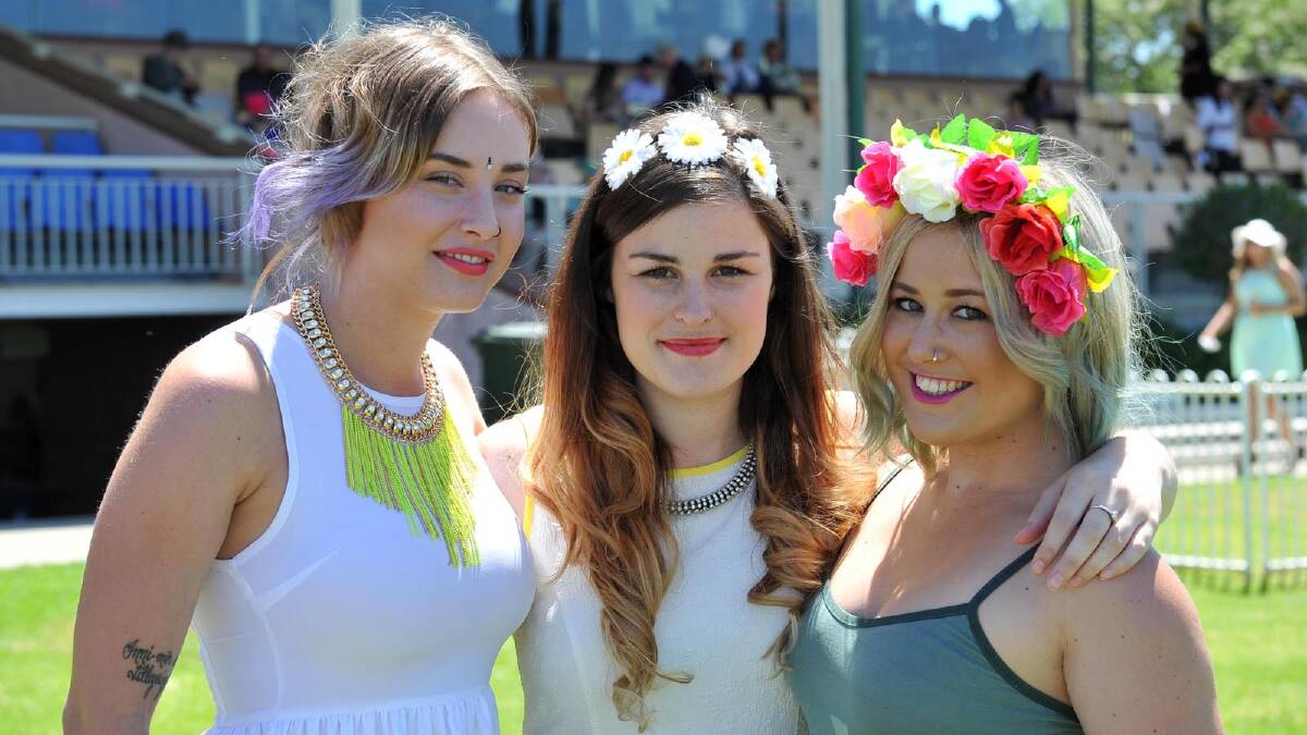At the MTC Melbourne Cup race day are Danniell Taylor, Paige Davis and Emma Guerin. Picture: Michael Frogley