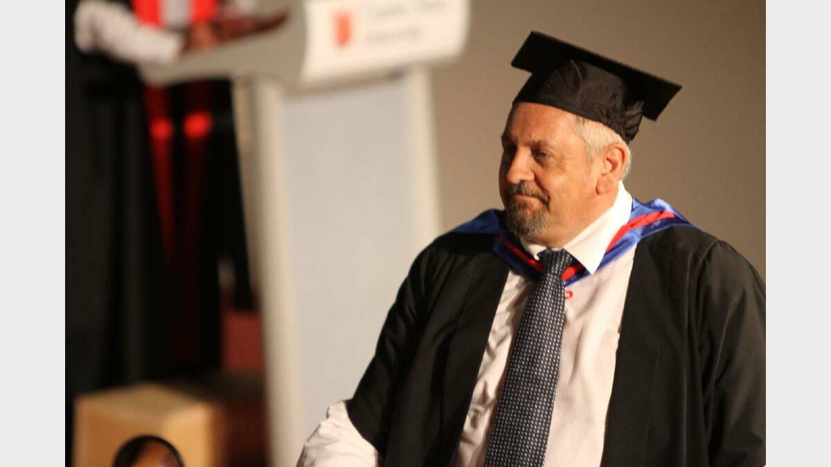 Graduating from Charles Sturt University with a Master of Business is Michael Castle. Picture: Daisy Huntly