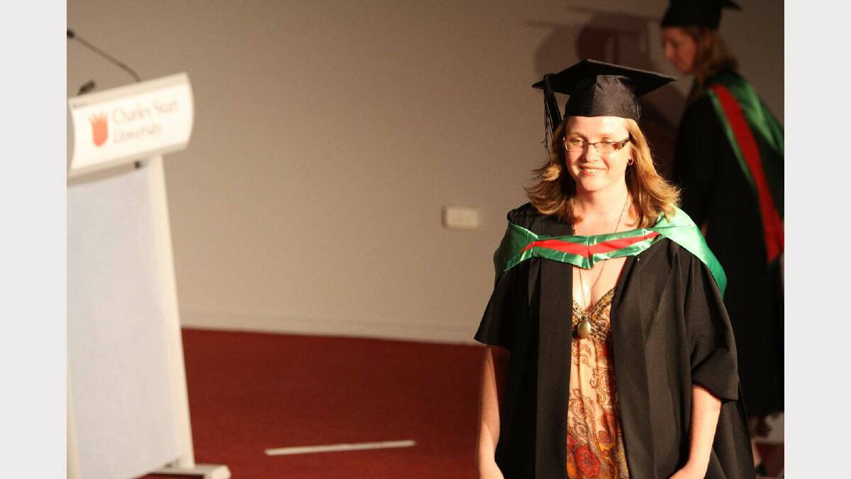 Graduating from Charles Sturt University with a Master of Information Studies with distinction is Wendy Campbell. Picture: Daisy Huntly