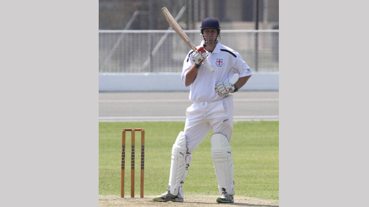 St Michaels James Elliott readies himself before facing the South Wagga bowling attack. Picture: Les Smith