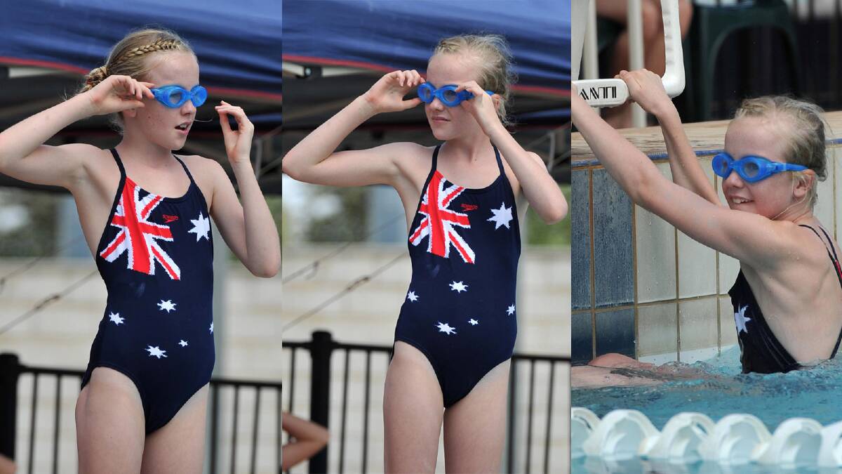 Lily Hamilton, 10, of Henschke prepares for her backstroke race. Pictures: Michael Frogley