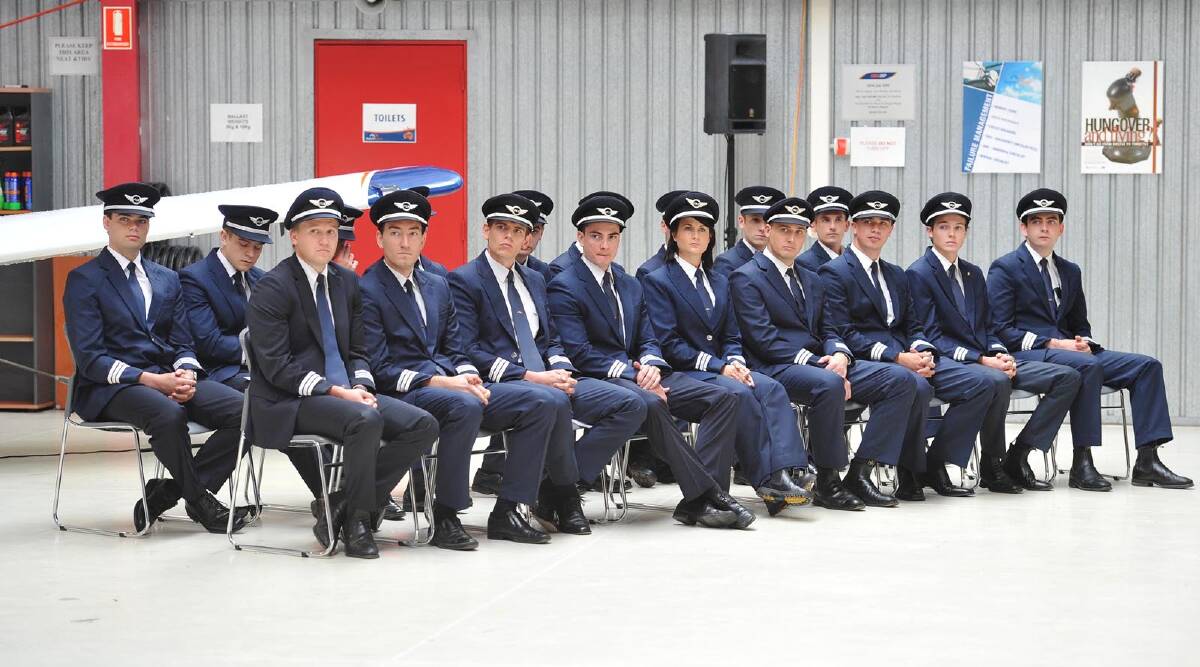Rex pilot graduating class at the ceremony held at Wagga. Picture: Alastair Brook