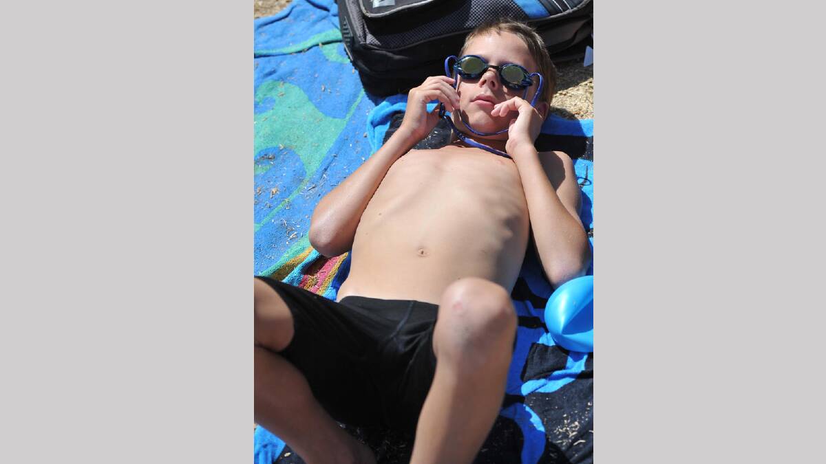 Jack Kirk, 11, of Henschke relaxes before his race. Picture: Michael Frogley