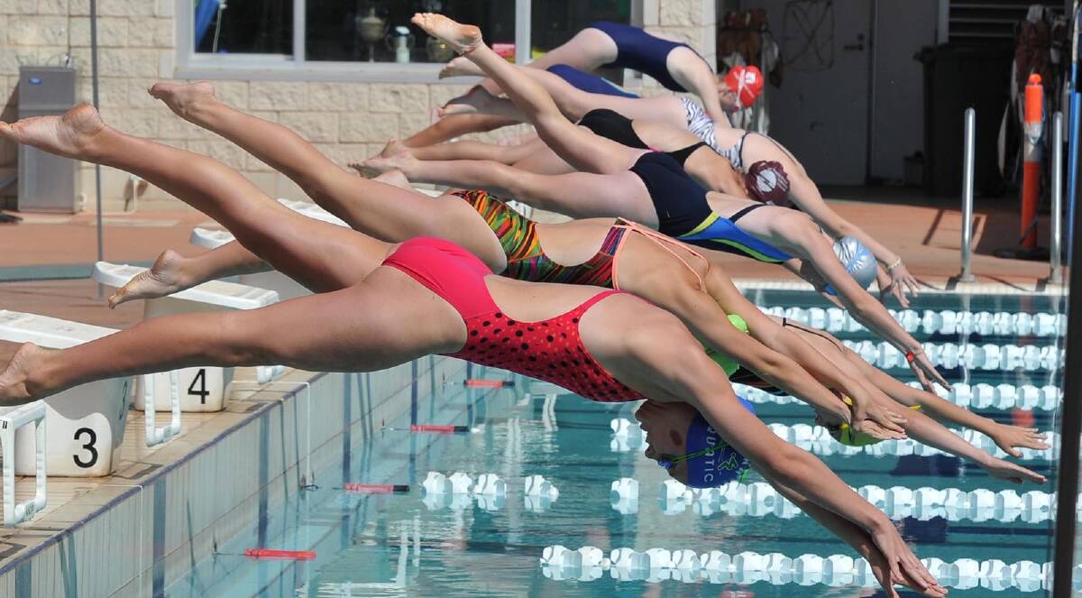 The start of the 14 years 50m freestyle race. Picture: Michael Frogley