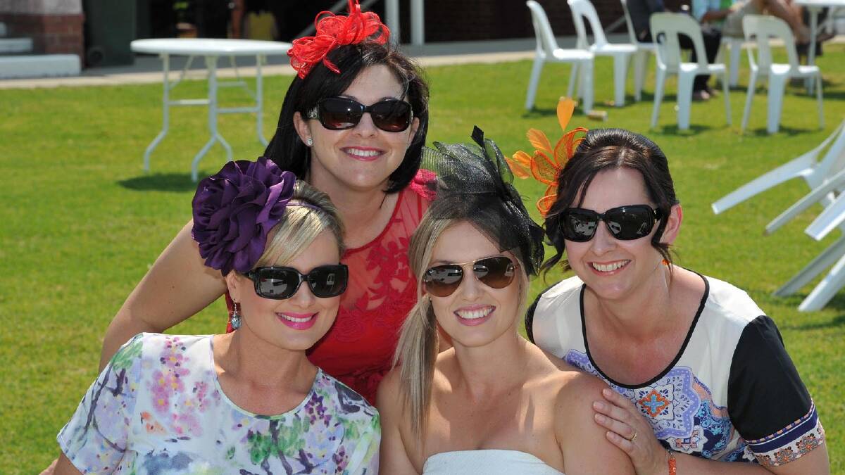 (Back) Elissa Havrlant, Dionie Hodges, (front) Cassandra Jenkins and Cara Ubrihien enjoy a day out at the races. Picture: Michael Frogley