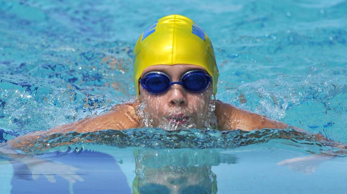 Molly Devries, 12, Mater Dei in her breaststoke event. Picture: Michael Frogley