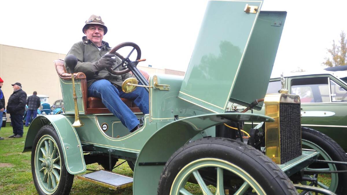 Wagga Veteran Vintage Motor Car rally -  Arthur Garthon with his 1905 Rover 6hp. Picture: Alastair Brook