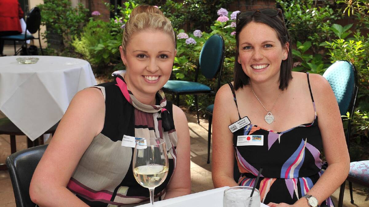 Sara Sutton and Katherine McRorie from the Commonwealth Bank at the Wagga Wagga Business Chamber Christmas Party. Picture: Michael Frogley