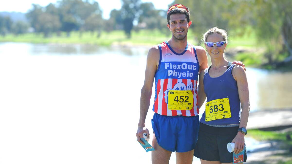 Lake to Lagoon 2013 - overall winners Lachlan Chisholm and Julia Degan. Picture: Addison Hamilton