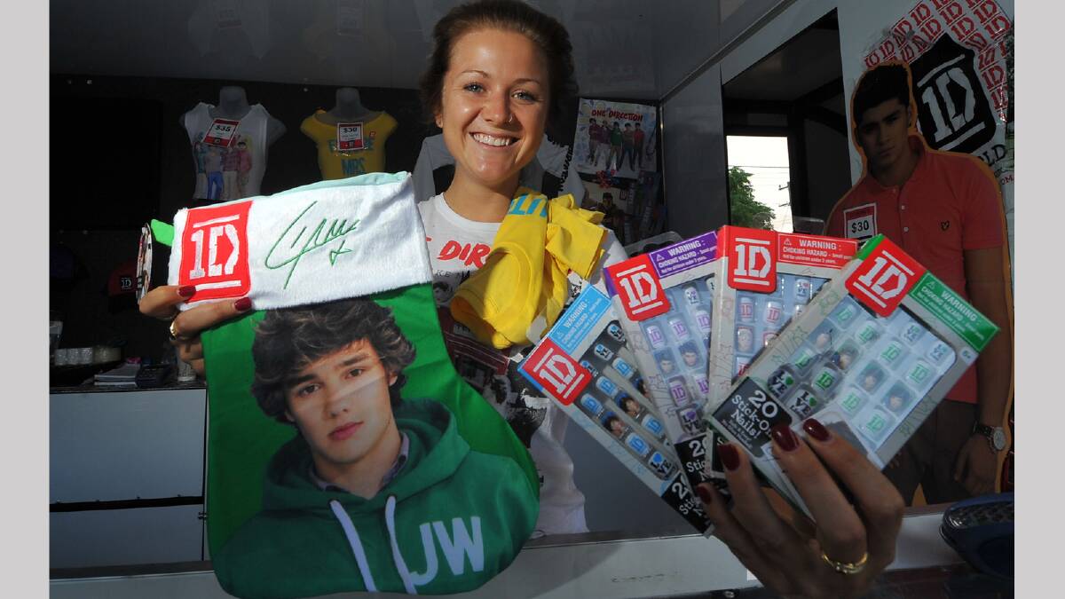 Some of the One Direction merchandise that was available in Wagga today. Picture: Addison Hamilton