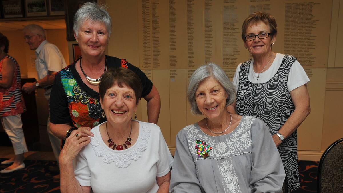 (From left) L) Di Mason, Evelyn Barton, Marg Beck and Anne McGregor at the Wagga Base Hospital Auxillary Christmas Party. Picture: Addison Hamilton