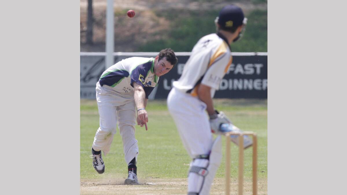 Aaron Maxwell charges in for Wagga City against Wagga RSL. Picture: Les Smith
