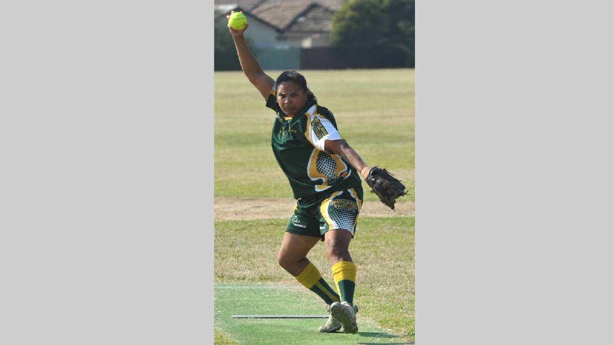 South Wagga's Jane Kearnes winds up to pitch against Turvey Park. Picture: Les Smith