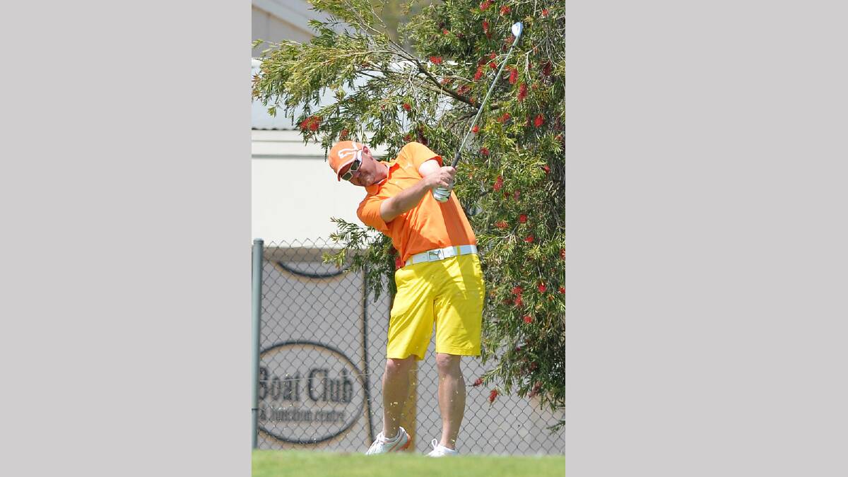 A colourful Rob Van Delft tees off on the second hole in the Country Club Championships. Picture: Michael Frogley 