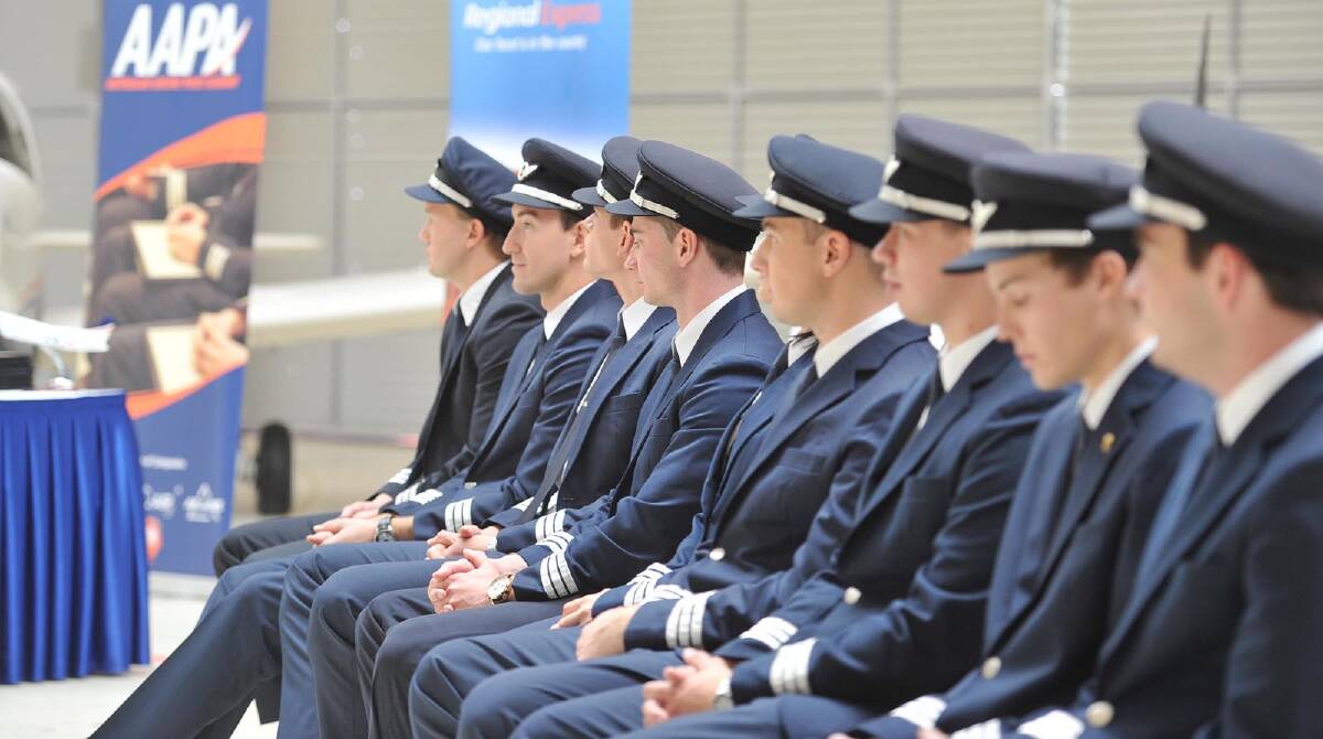 Rex pilot graduating class at the ceremony held at Wagga. Picture: Alastair Brook