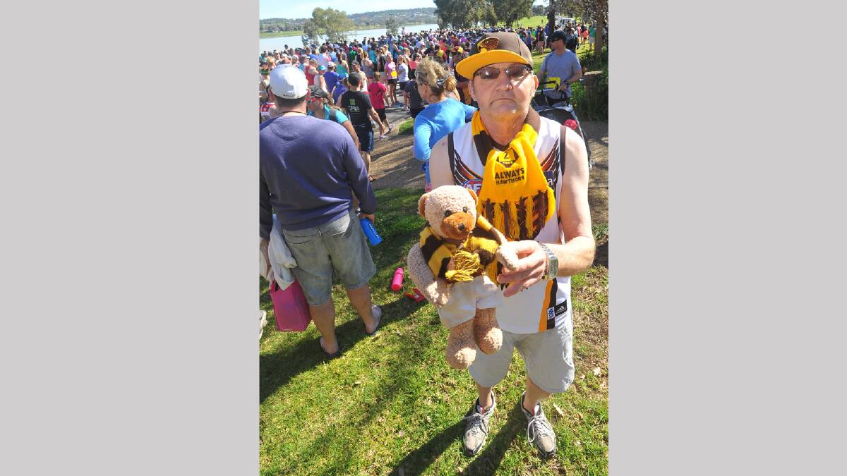 Lake to Lagoon 2013 -  Garry Wooden shows of his support for Hawthorn. Picture: Addison Hamilton
